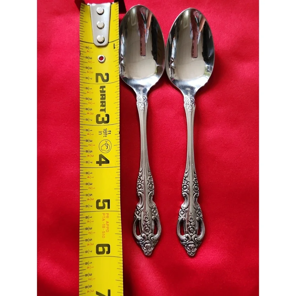 Oneida SSS Renoir-Pembrooke Stainless Teaspoons Set of 2 Floral Pierced 6
